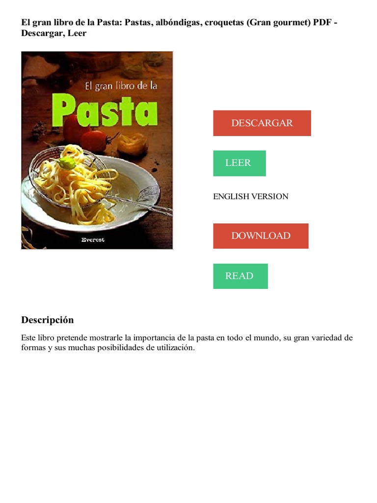 El Gran Libro de la Pasta PDF | PDF | Pasta | Hamburguesas