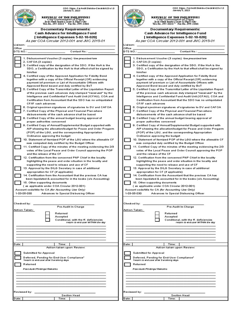 Cash Advance Requirements Checklist | PDF | Receipt | Accounting