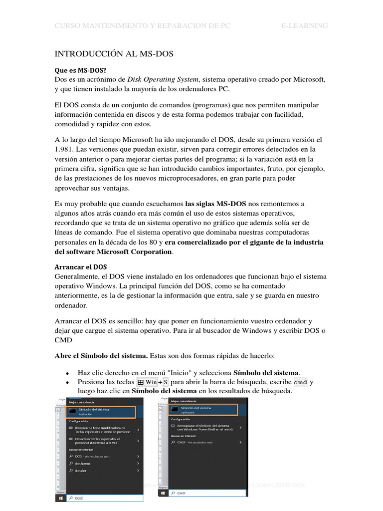 Introducción Al MS Dos | PDF | Dos | Archivo de computadora