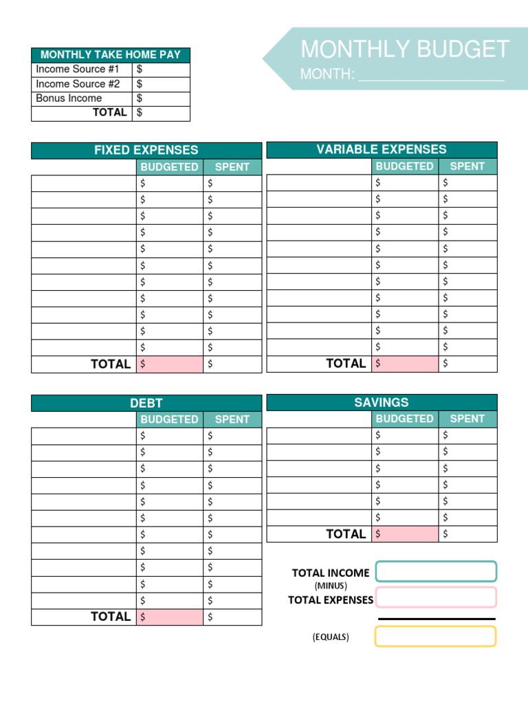 Free Monthly Budget Final PDF | PDF