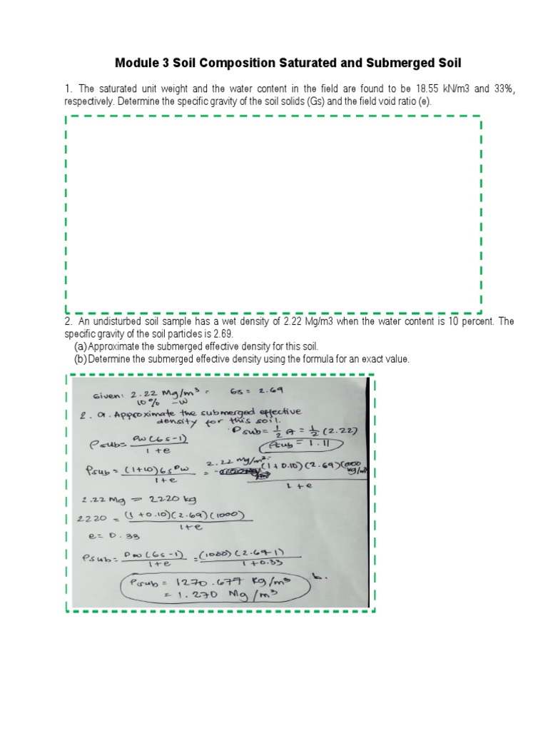Soil Composition Saturated and Submerged Soil PDF