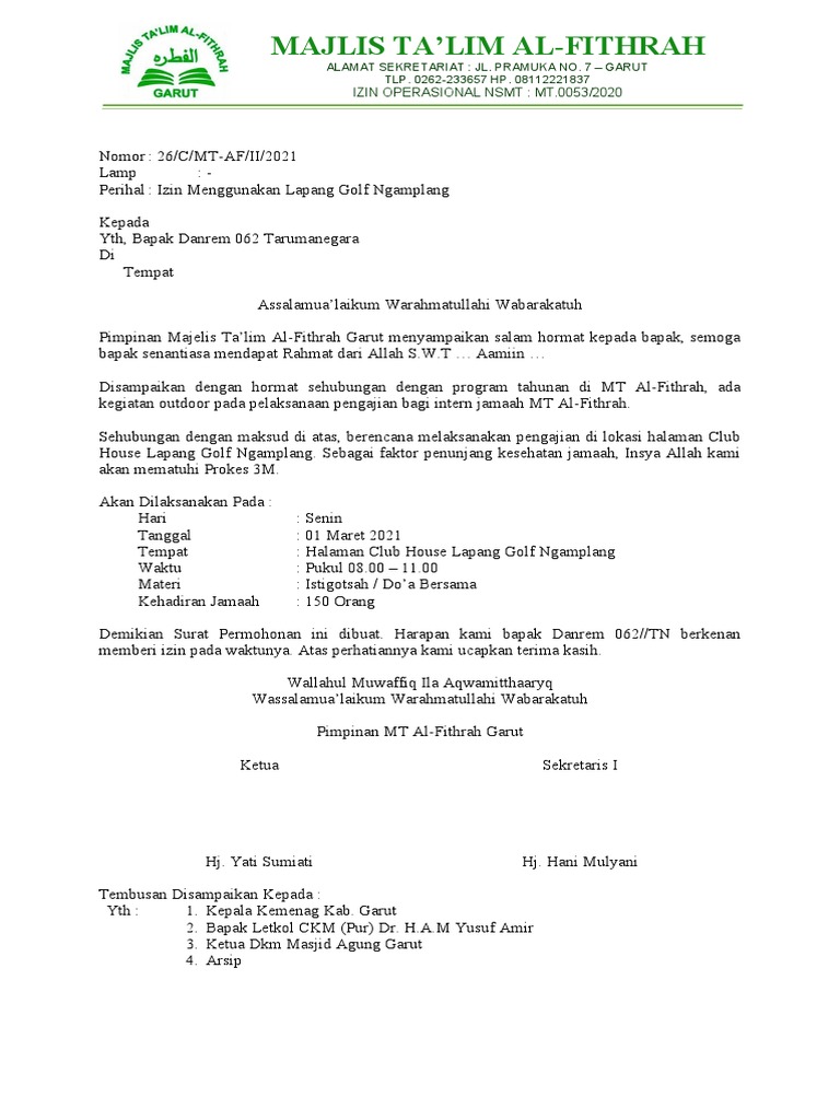 Surat Permohonan Izin | PDF