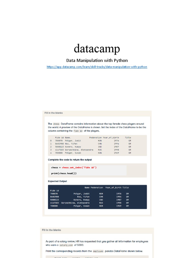 Data Manipulation With Python | PDF