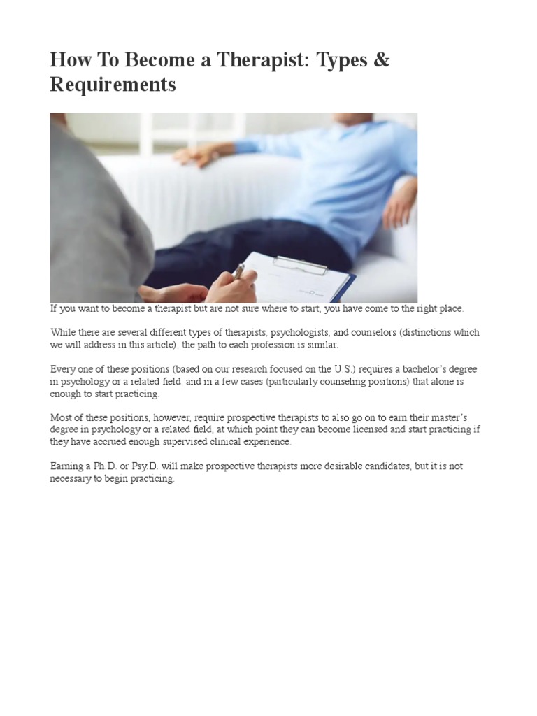 How To A Therapist Types & Requirements PDF Psychotherapy