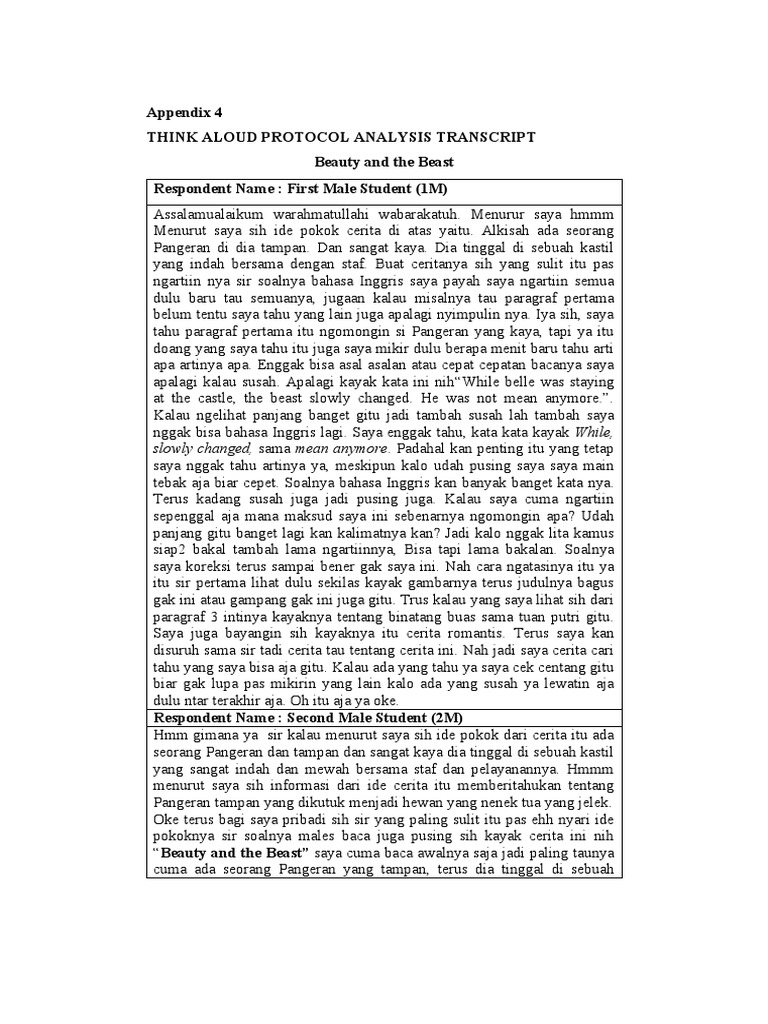 Analisis Transkrip Think Aloud | PDF | Puisi