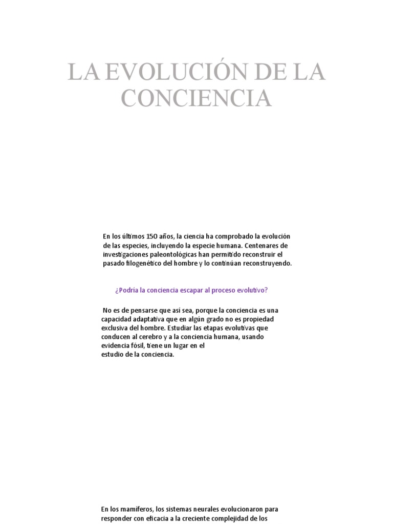 La Evolución de La Conciencia | PDF | Evolución | Cerebro