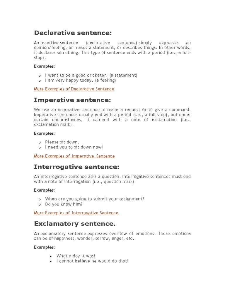 Declarative Sentence PDF