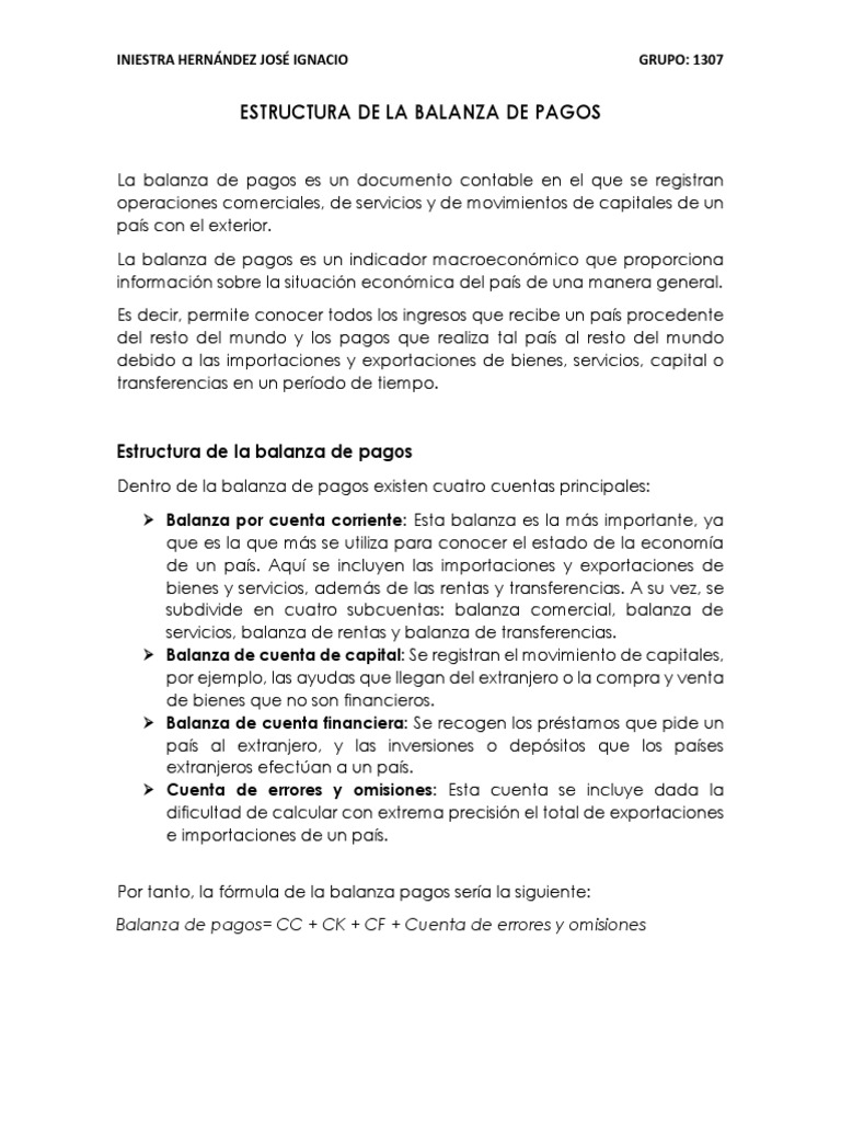 Estructura de la Balanza de Pagos | PDF | Balance de pagos | Industrias ...