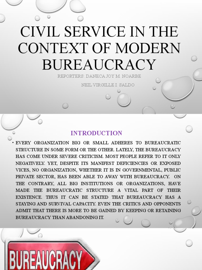 Civil Service in The Context of Modern Bureaucracy PDF Bureaucracy