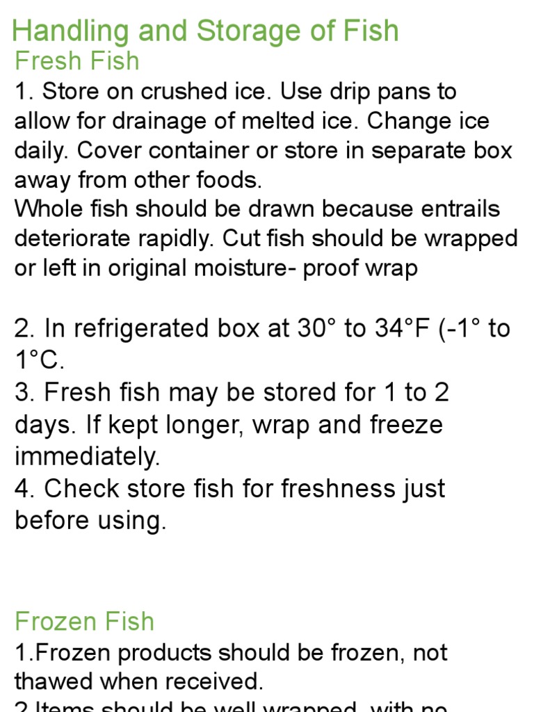 Fish Handling and Storage Guidelines | PDF | Food Industry | Cooking