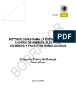 Metodologías para La Estimación de Ahorro de Energía Eléctrica Criterios Y Factores Homologados