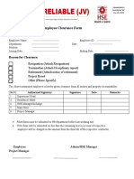 Clearance Form Format