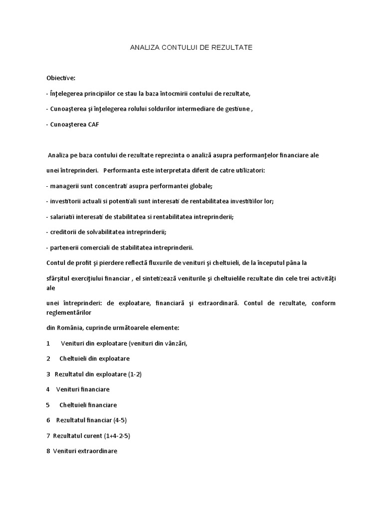 Contul de Profit Si Pierdere | PDF