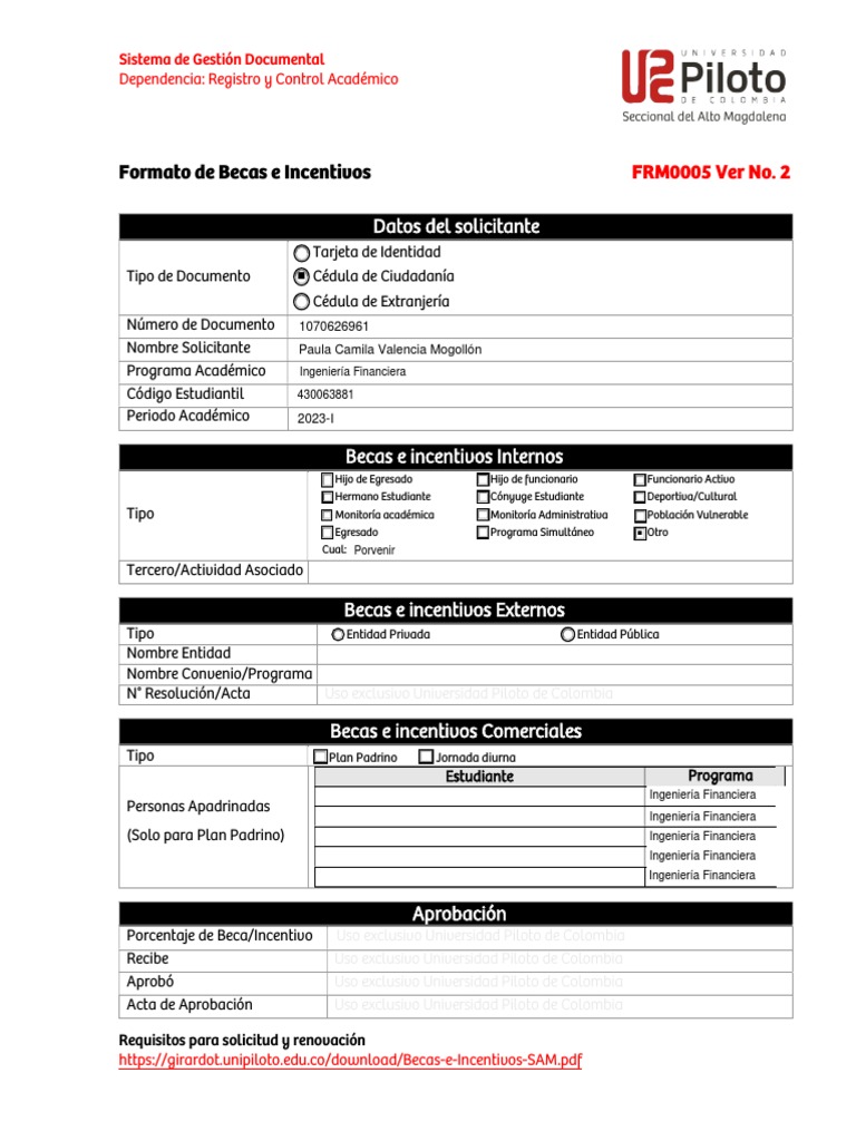 Formatos Beneficios Sam PCVM PDF