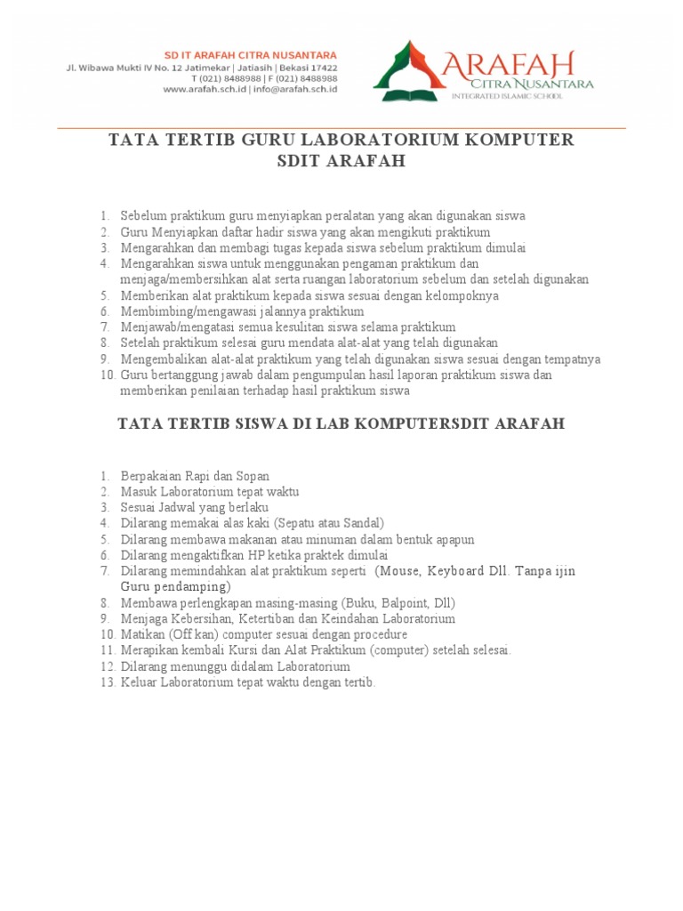 Tata Tertib Perpustakaan Dan Lab Komputer PDF