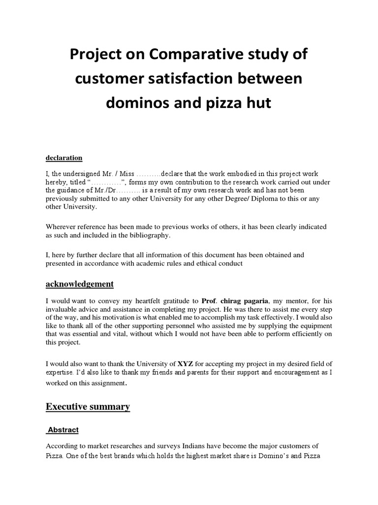 A Comparative Analysis of Customer Satisfaction Between Domino's and ...
