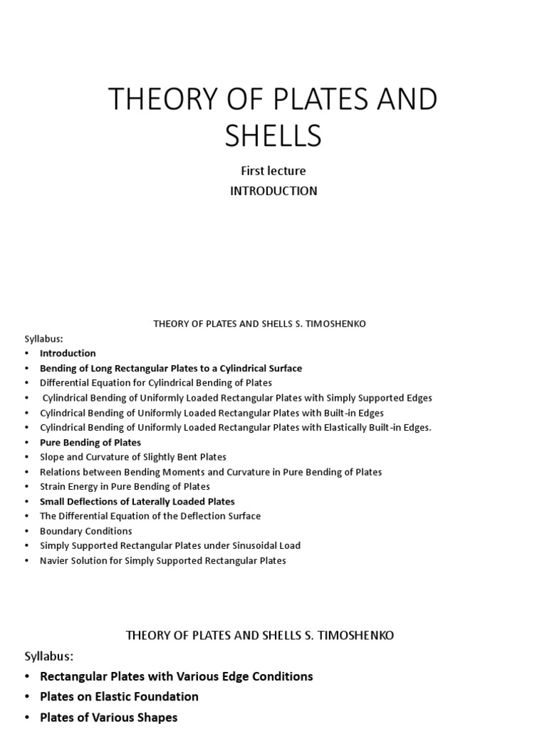 Theory of plates and shells introduction 1 pdf bending stress