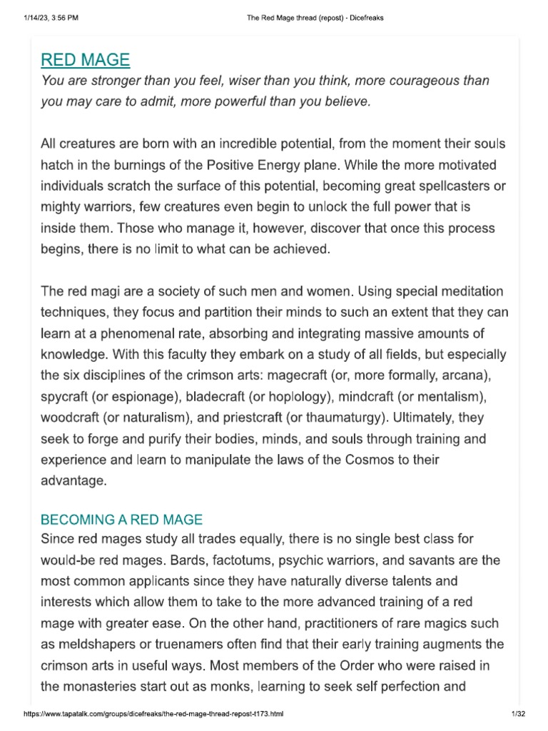 Red Mage PRC | PDF