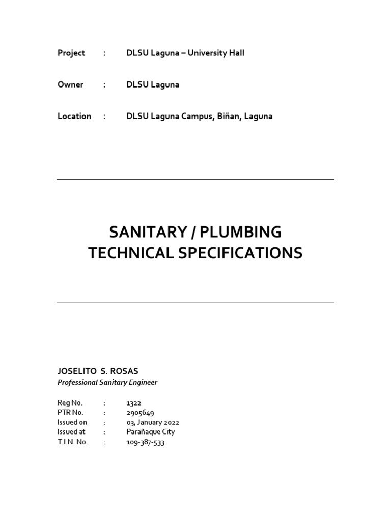 Plumbing Specifications for DLSU Laguna | PDF | Plumbing | Pipe (Fluid ...