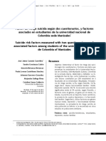 Factor de Riesgo Suicida Según Dos Cuestionarios, y Factores