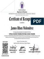 Virtual INSET Certificate of Recognition