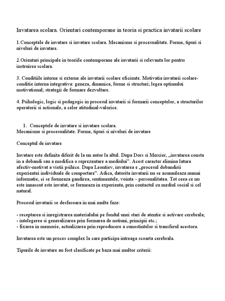 Invatarea Scolara | PDF