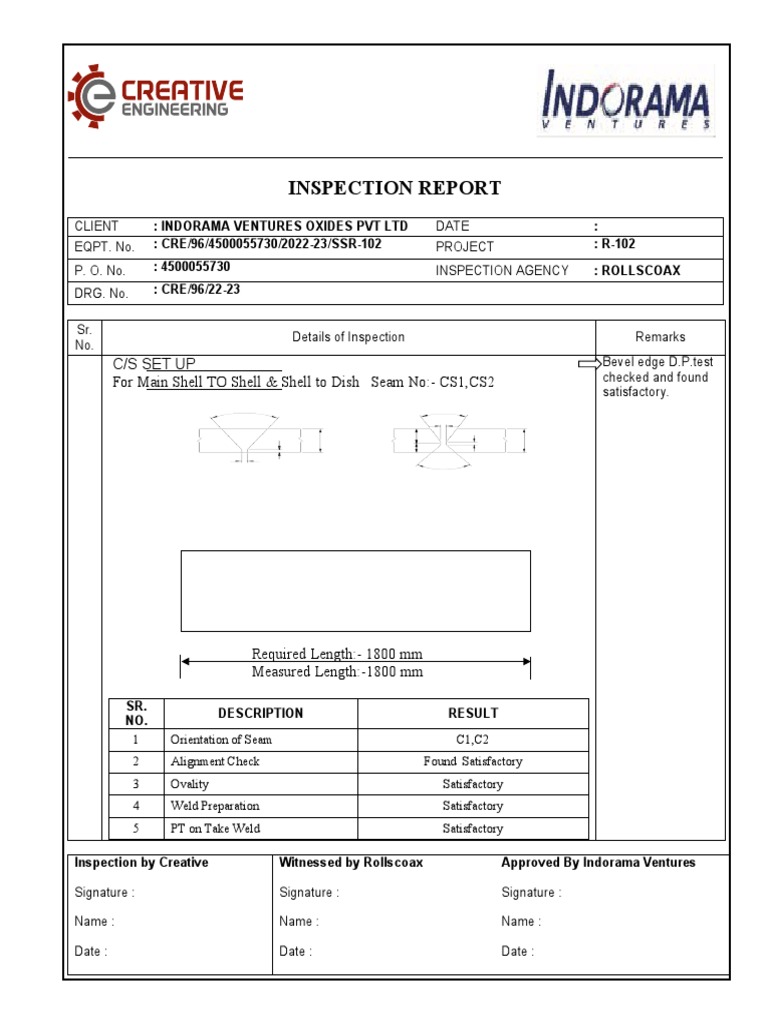 Indorama Ventures Inspection Report | PDF