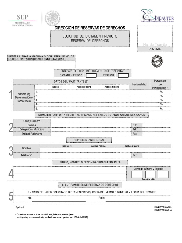 Solicitud de Reserva de Derechos RD-01-02 | PDF | Gobierno