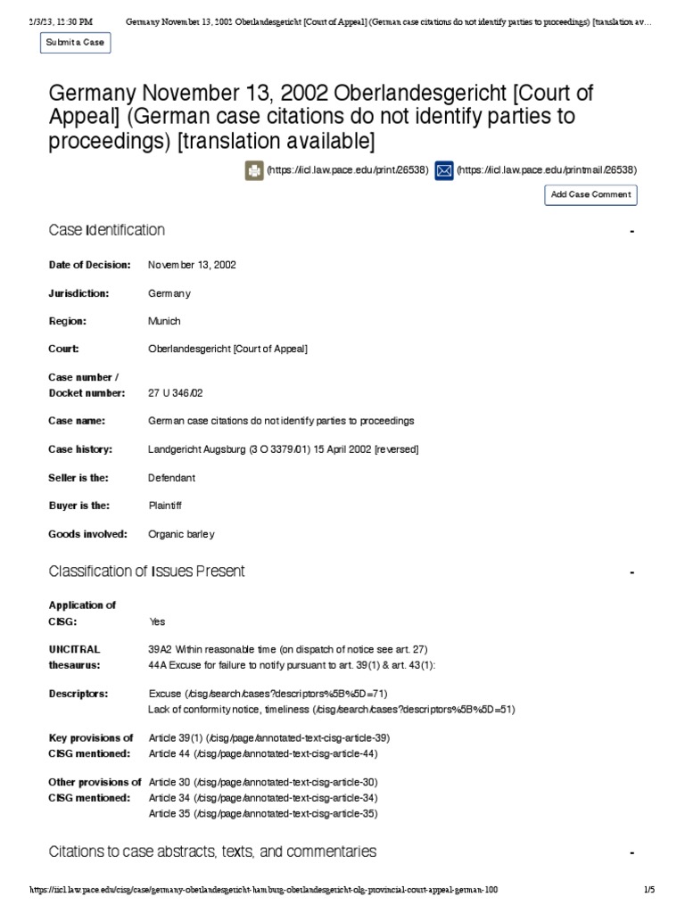 Germany November 13, 2002 Oberlandesgericht (Court of Appeal) (German