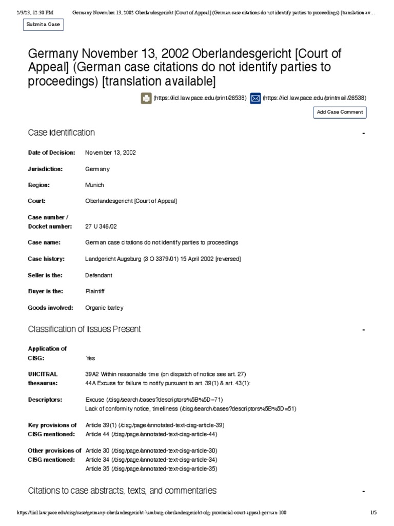 Germany November 13, 2002 Oberlandesgericht (Court of Appeal) (German