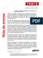 Nota Prensa Sobre La Reunión Del Ámbito de Negociación Con El Ministerio de Sanidad.