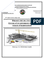 Rojet FIN DE Cycle Tude D UN Bâtiment À Usage D Habitation: 3 Année Licence Génie Civil