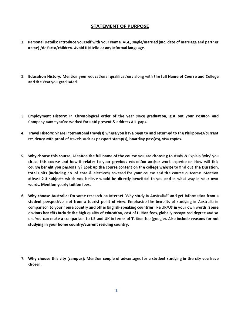 Student SOP Guidelines for Australia | PDF | College