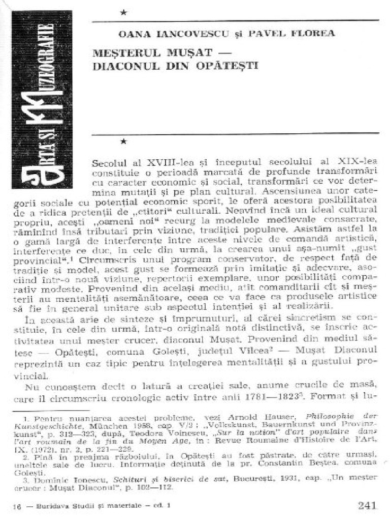 Mesterul Musat Din Opatesti | PDF