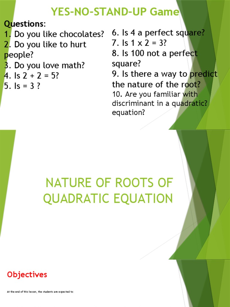 Nature of Roots of Quadratic Equation | PDF | Quadratic Equation | Real ...