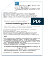 Quienes Declaran y Pagan El Impuesto de Renta 2010