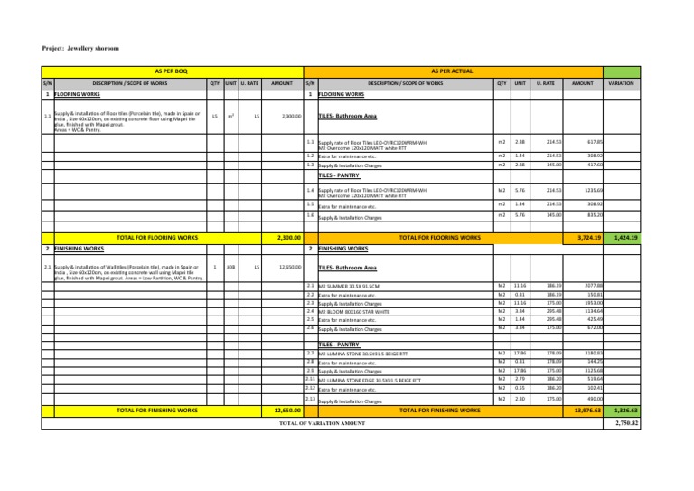 Contractor Quotation for Tile Work | PDF | Tile | Flooring