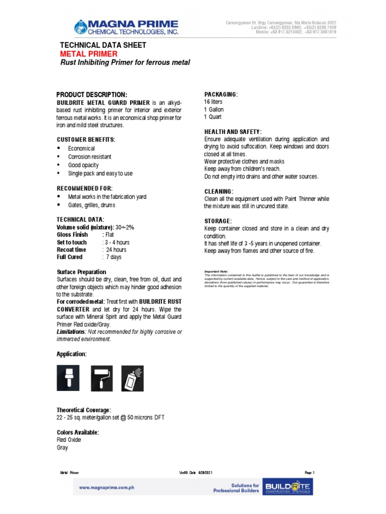 Metal Primer Tds PDF Corrosion Rust