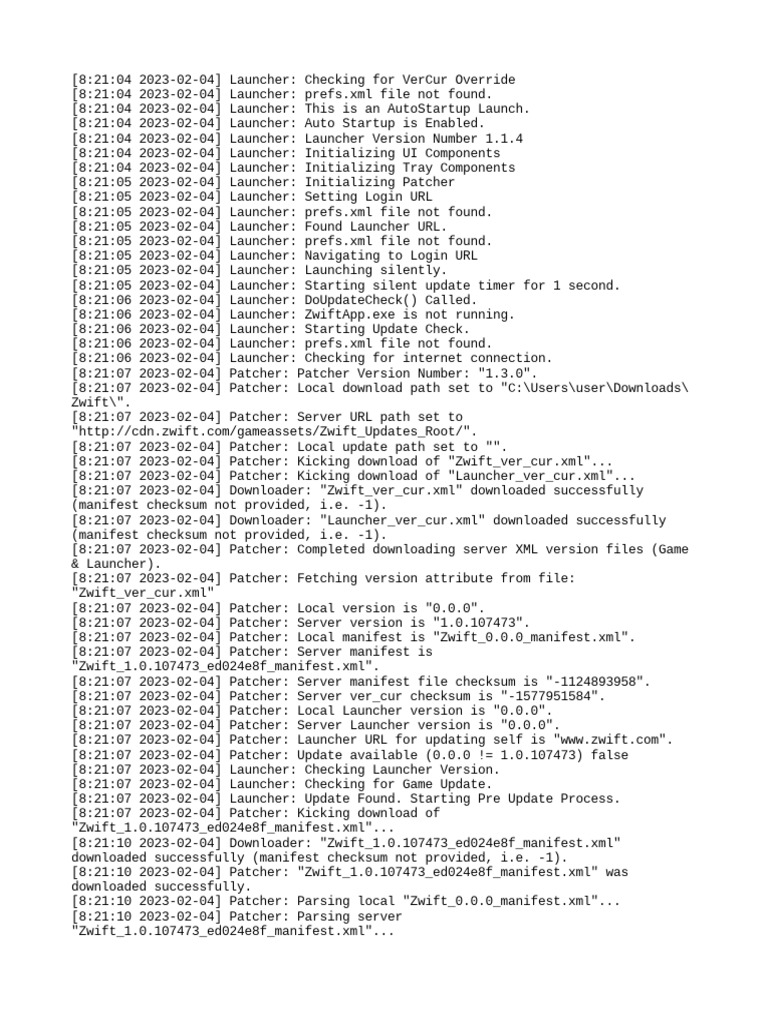 Zwift Launcher Update Process Log | PDF | Download | Computer File