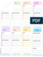 Weekly Planner Template with Exercise and Self Care Goals