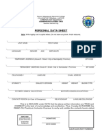 Personal Data Sheet: Criminology Intern Unit