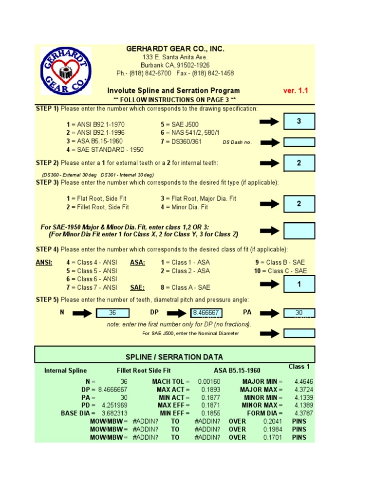 Involute Spline Calculation Guide | PDF | Gear | Mechanical Engineering