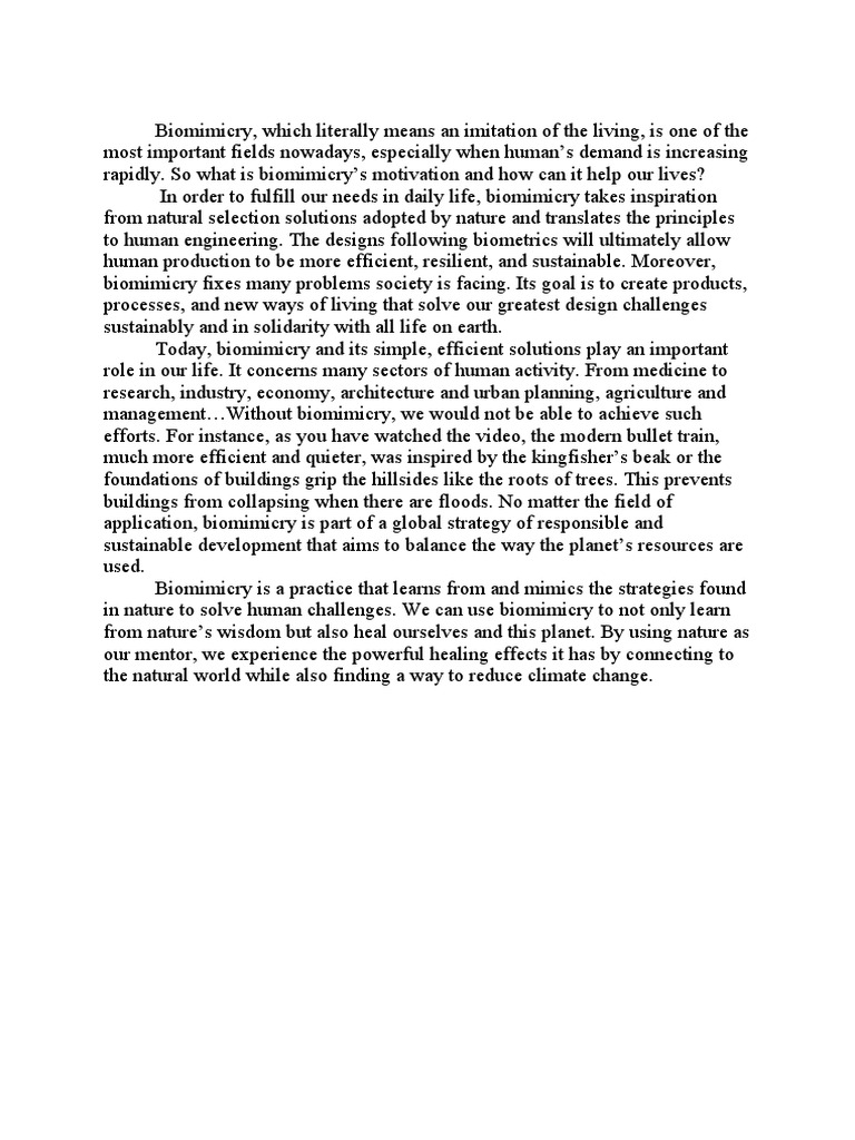Biomimicry Essay PDF