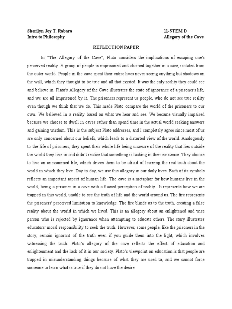 Allegory of The Cave PDF Truth Allegory