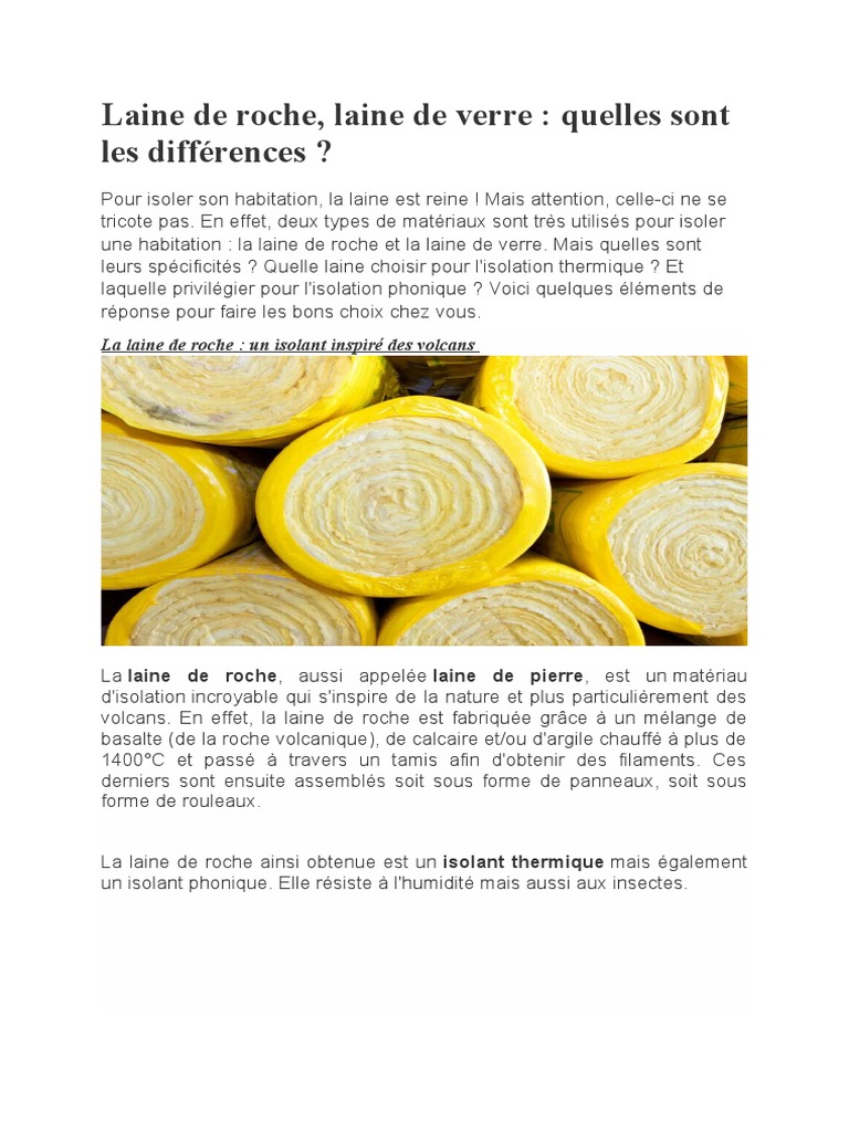 Laine de roche vs laine de verre choix d'isolation PDF — free download
