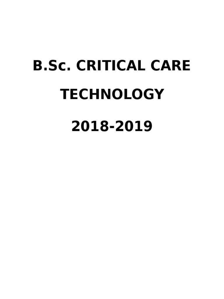 Critical Care Technology Year 1 Overview | PDF | Intensive Care ...