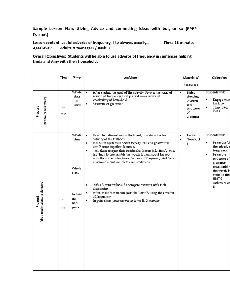 Sample Lesson Plan - Basic3 | PDF | Lesson Plan | Cognitive Psychology
