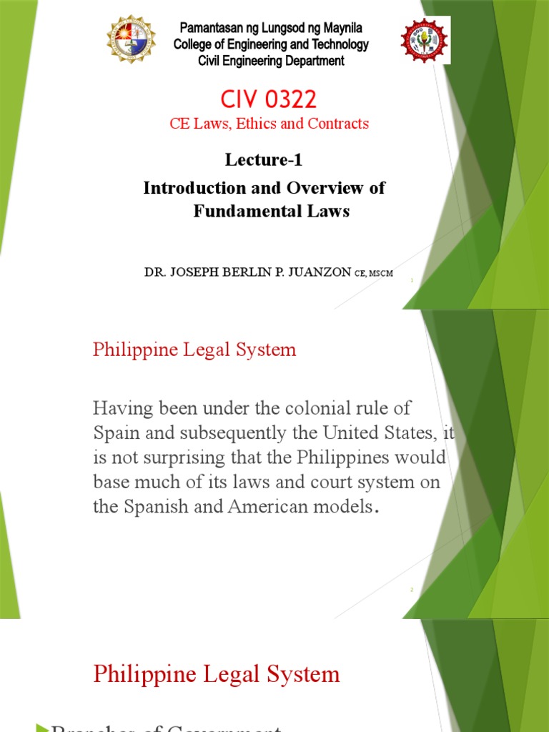Lecture-1 Introduction To CE Laws, Contracts and Specifications | PDF ...