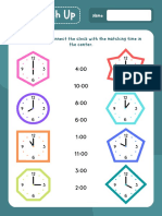 Colorful Simple Time Match Up Worksheet