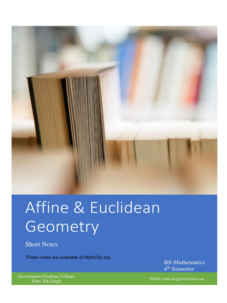 Affine & Euclidean Geometry Notes | PDF | Linear Subspace | Linear Map